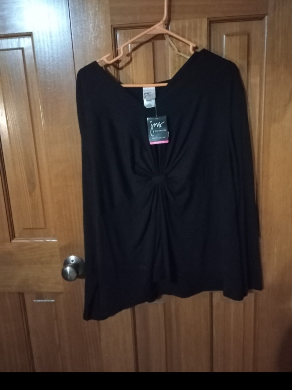 Just My Size Black Twist-Knot Long Sleeve Tunic